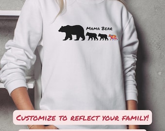 Mama Bear Autism Cub Sweatshirt Personalize Autism Mom Sweatshirt Autism Awareness Shirt Proud Mama Bear Gift for Mom Autism Family