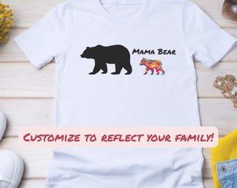 Mama Bear Autism T-Shirt Mom and Cub Graphic Tee Mama Bear Autism Shirt Mama Bear Autism Family Gift for Mom Autism Pride Autism Awareness