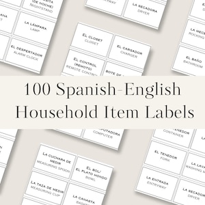 Bilingual Spanish English Household Item Labels