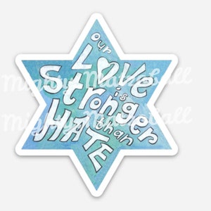 Liebe ist stärker als Hass Israel Chai Fight Antisemitismus Israel Jüdischer Stolz Aufkleber