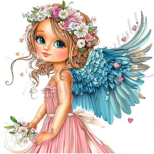 10 schattige engel meisje illustraties, grillige ephemera, schattig engeltje, aquarel kunst beelden bundel, journaling en ambachtelijke digitale download