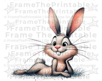 Funny Rabbit Clipart Set, 12 Cartoon Rabbits PNG 300 DPI, Whimsical Cute Bunny Illustrations With Transparent Background For Crafts