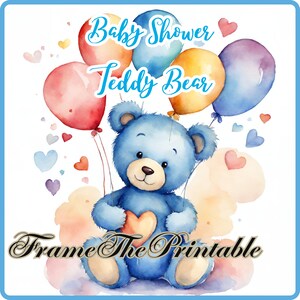 Joli ours en peluche bleu Clipart 14 photos Image aquarelle pour cartes, Invitations, téléchargements numériques, tirages, affiches, Shower de bébé garçon