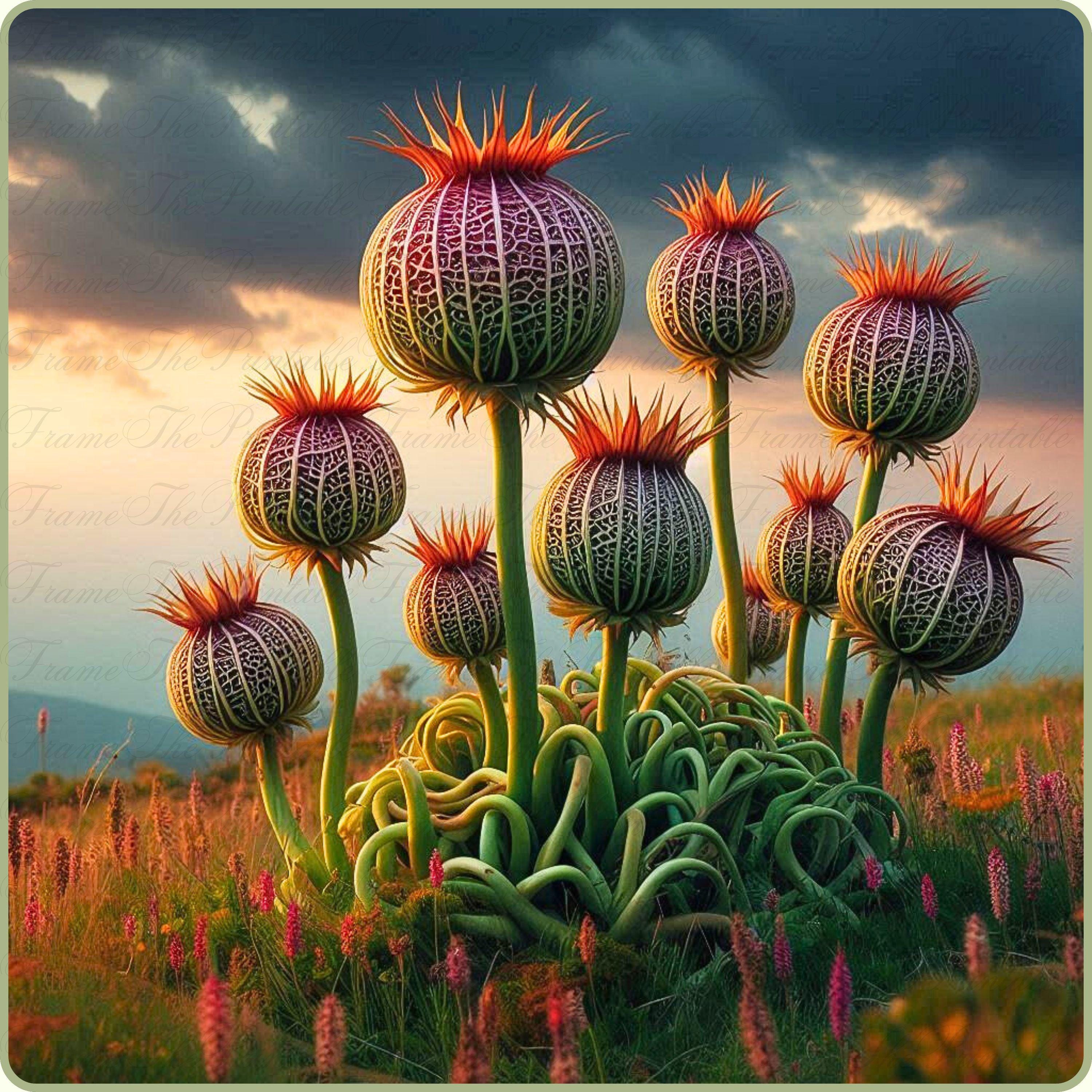 Alien Fantasy Plant Clipart, Surreal Botanical PNG, Sci-fi Flower Art ...