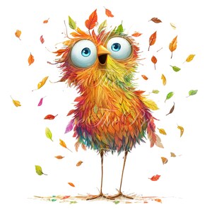 Schrullige Vogel Clip Art Wunderliche Vogel Herbst Fantasie Kommerzielle Nutzung JPG Download Junk Journal Papier Handwerk Aquarell Kunst Karten machen Bilder