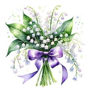 Lilies of the Valley Bouquet Clipart Commercial Flowers Ephemera JPGs Fantasy Junk Journal Paper Craft Downloads Scrapbook Printable Image