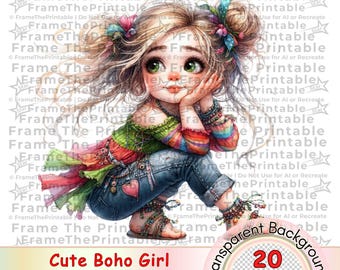 Clipart original jolie fille, usage commercial, PNG fantaisiste, journal indésirable fantastique, créations en papier, téléchargement immédiat, jolie poupée, images imprimables