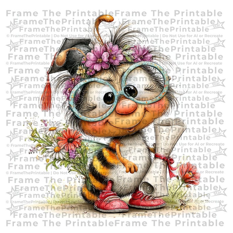 Graduation Bee Clipart Cute Watercolour PNG Class of 2026 Kindergarten ...
