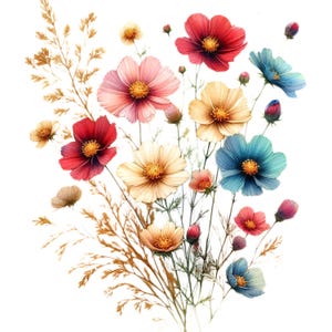 Aquarell wilde goldene Blumen Hochzeit Clipart kommerzielle transparent BG Floral Herbst wilde Blumen JPG PNG Border Hochzeit Einladungskarten