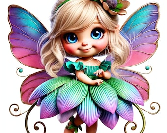 Adorable Floral Fairy Clipart Whimsical Flower Girl Bundle Watercolour Art Fantasy Junk Journaling Scrapbook Card Making Digital Downloads