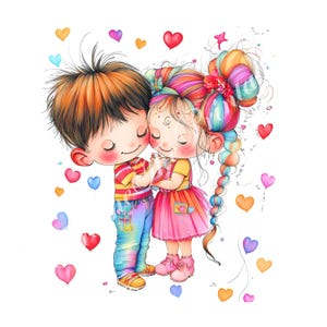 Imágenes prediseñadas de amor peculiar, imágenes prediseñadas de pareja joven caprichosa, imágenes prediseñadas de alta resolución para diario basura, álbum de recortes, creación de tarjetas, descarga digital, fantasía, día de San Valentín