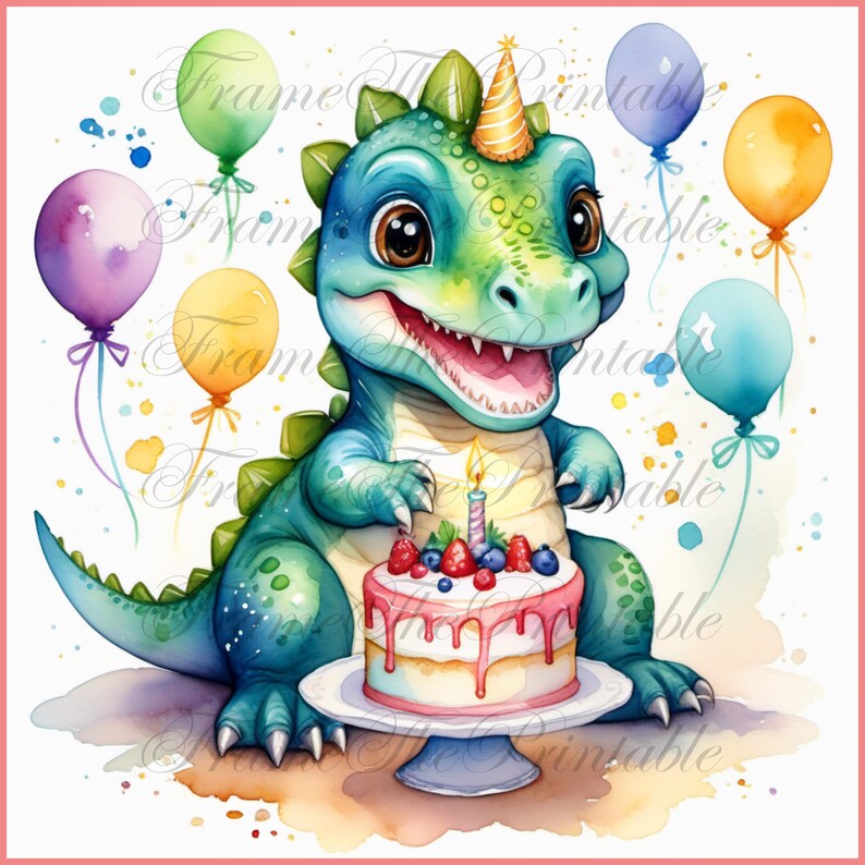 Baby Birthday Cute Dinosaurs Birthday SVG PNG JPG Cake and Balloons ...