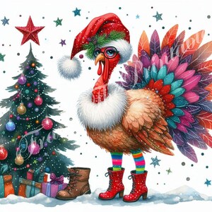 Weihnachten schrullig Truthahn lustiger Vogel Fantasie JPG Bilder skurriles Ephemera Kommerzielles Bild für Karten Journal druckbare Papiermodelle Download