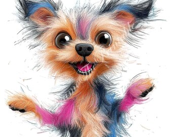 Quirky Frazzled Dogs Clipart Funny Quirky Dog Cute Animals Printable Watercolour High-Res JPG Digital Download Junk Journal Paper Craft Bulk