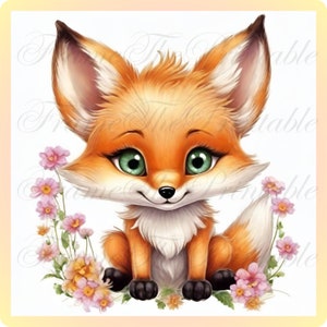 Schattige baby rode vossen clipart 16 afbeeldingen hoge kwaliteit foto's scrapbooking Instant Download PNG JPG PDF digitale bestanden afdrukbare schattige dieren