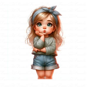 14 imágenes prediseñadas de chicas retro PNG, niños caprichosos de alta resolución, ilustraciones de chicas de estilo vintage, gráficos para álbumes de recortes y diarios.