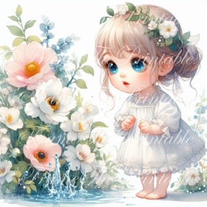 Słodka mała dziewczynka Clipart, Przemyślana mała pani JPG Clipart 20 zdjęć Karty Zaproszenie Album Natychmiastowe pobieranie Wydrukowalny obraz Masa
