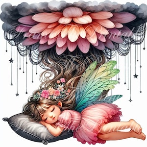 Cute Fantasy Floral Fairy Girl Clipart Commercial Images Whimsical Ephemera JPG Fantasy Journal Paper Craft Scrapbooking Printable Downloads