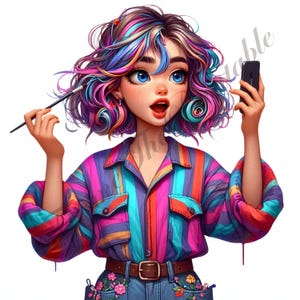 10 filles se maquillant des images clipart, Illustration de mode beauté, clipart fille autosoins, maquillage glam téléchargement numérique JPG, journalisation groupée