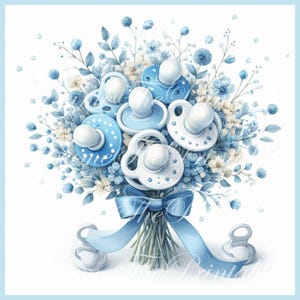 Sucette tétine bébé bleu baby shower baptême baptême 14 Images Clipart commercial JPG PNG cartes faisant invitation papier artisanat téléchargements