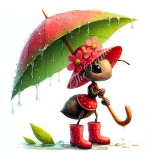 Adorable Cartoon Ant Clipart Set 12 JPGs Images 300 DPI Perfect for Crafts and Prints