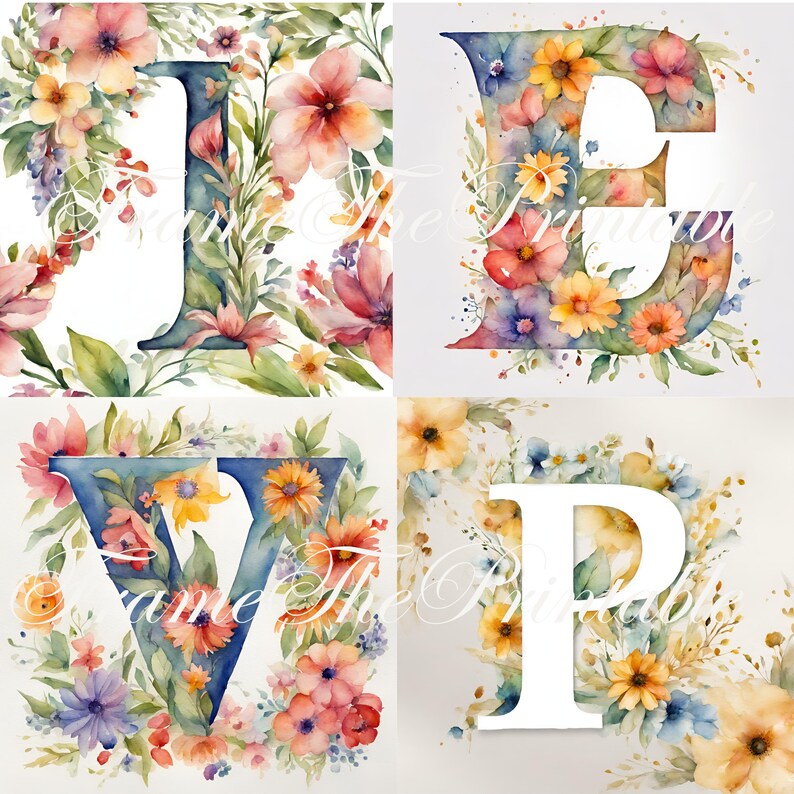 Floral Letters Printable Digital Download Party Letter Wedding Letters With Flowers - Etsy