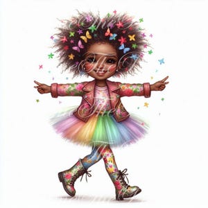 Carina bambina africana che balla sensuale e premurosa JPG Clipart 10 immagini biglietti invito album Scarica immagine stampabile in blocco