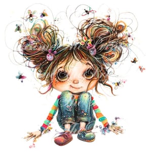 Quirky Girl Clipart pencil pictures Whimsical Ephemera  Cute Girl Personal  Commercial Download Fantasy Junk Journal Paper Craft Doll image