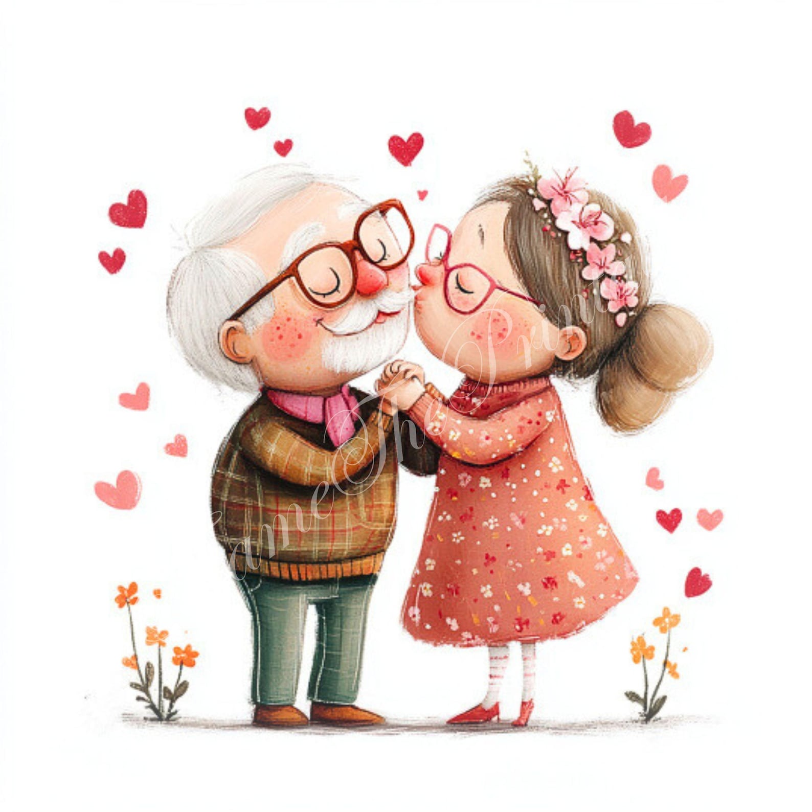 Old Couple Love Clipart Valentines Day Images Kissing Set Cards Making ...