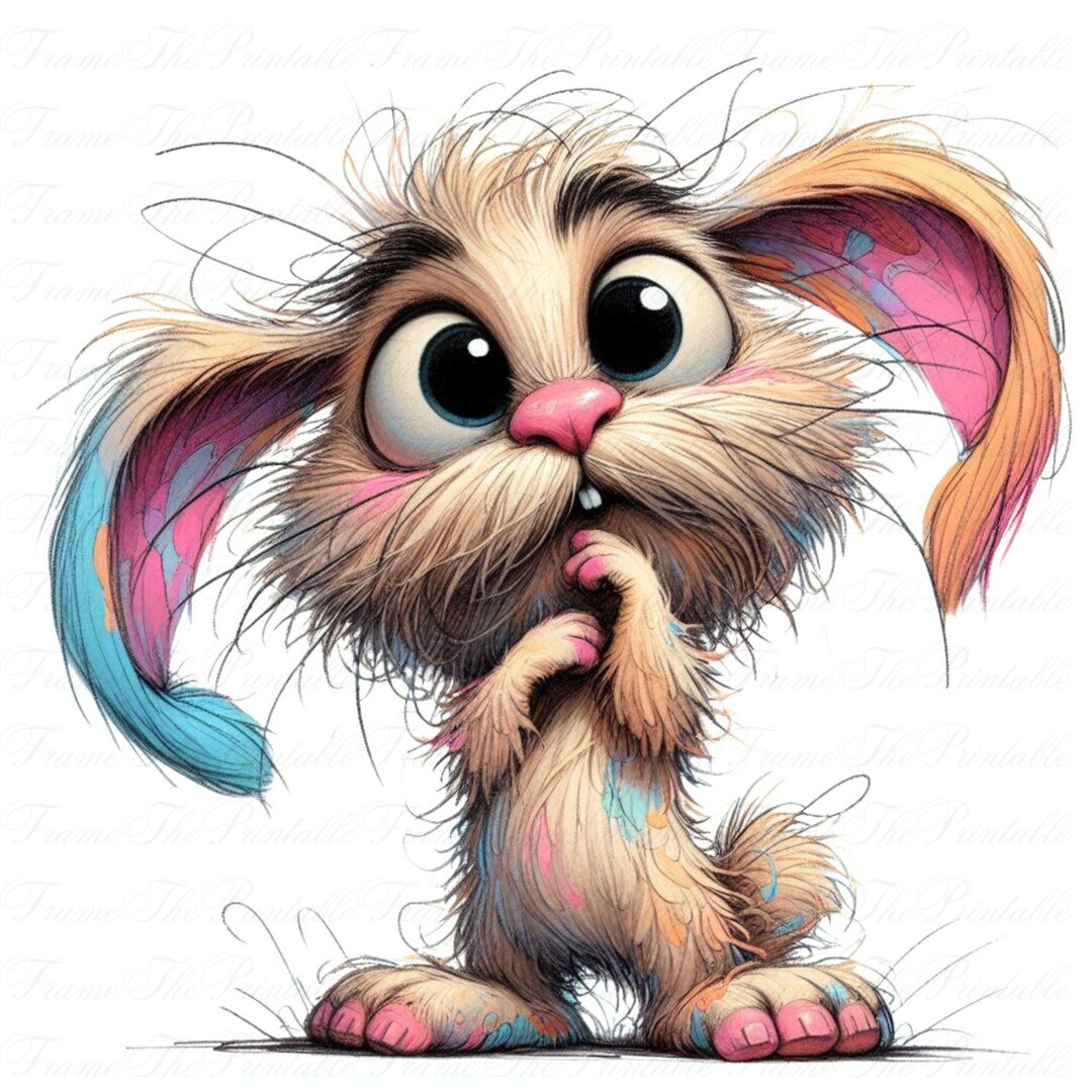 Quirky Rabbit Clipart, Watercolour Animal PNG, Junk Journaling Funny ...