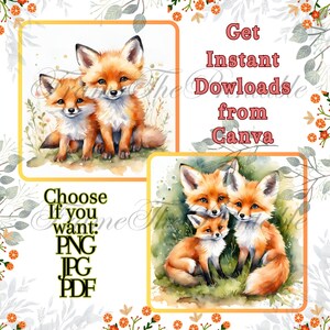 Rode schattige vos Clipart 14 afbeeldingen kleine vossen aquarel afdrukbare Instant Download commercieel gebruik papier ambachtelijke plakboek prachtige dieren