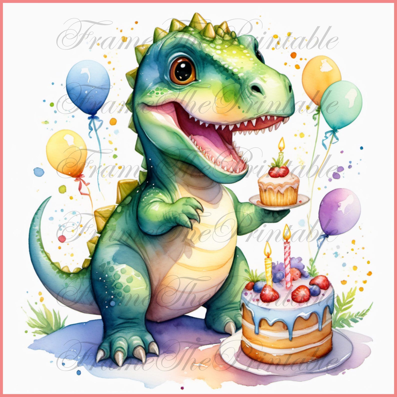 Baby Birthday Cute Dinosaurs Birthday SVG PNG JPG Cake and Balloons ...