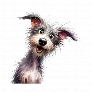 Quirky Dog Clipart, Cute Cartoon Dog PNG, Funny Terrier Illustration, 10 Images, 300 DPI, Transparent Background, Digital Download, Pet Art
