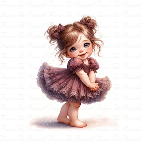 Toddler Girl Clipart Set, Cute Baby Girl Illustrations, Whimsical Kids Graphics, 18 PNG 300DPI, Nursery Sublimation Art, Instant Download