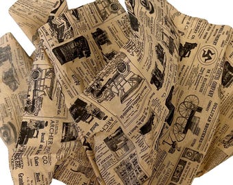 Made in USA - 240 Sheets - Vintage Newspaper Pattern Tissue Paper 20" x 30" Sheets
