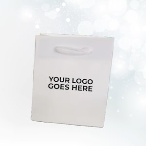 100 Bags - Custom Printed White Eco Euro Paper Bags with Twill Handles 5 x 4 x 6