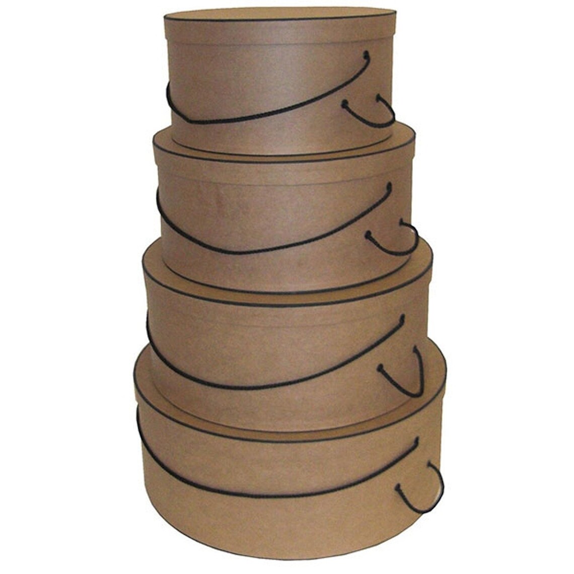 4 Boxes/set Round Hat Boxes Kraft With Black Trim - Etsy