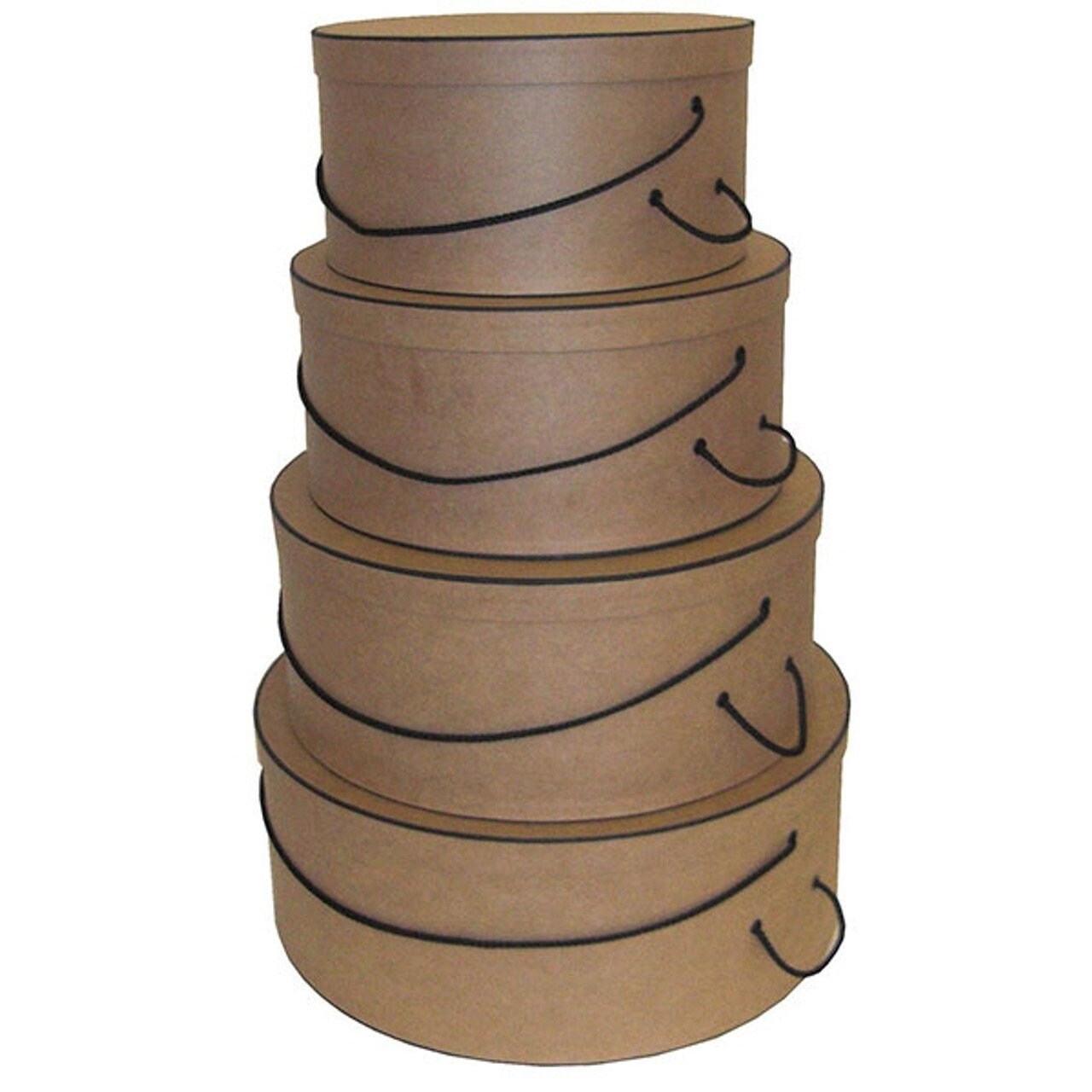 4 Boxes in a Nested Set Round Hat Boxes Kraft With Black Trim Made in USA Etsy