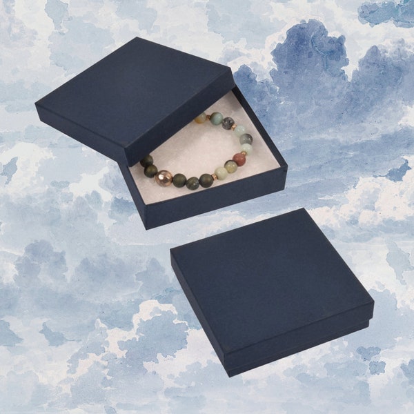 100 Matte Navy Blue Jewelry Boxes - 3.5"x3.5"x7/8"