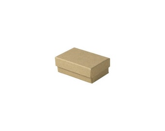 Made in USA - 100 Boxes - Natural Kraft Jewelry Box - Cotton Filled - 2-7/16" x 1-5/8" x 13/16"