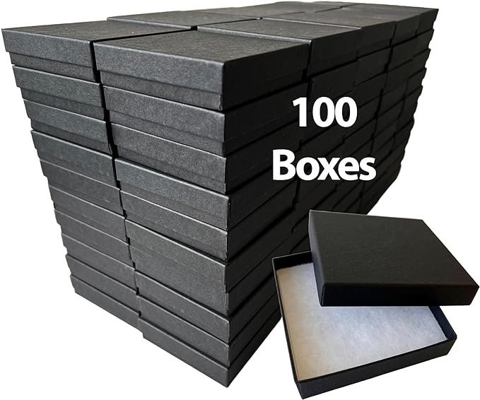100 Matte Black Jewelry Boxes 3.5x3.5x7/8 Etsy