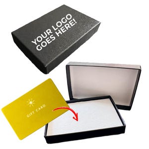 Made in USA - 100 Boxes - Custom Printed Black Embossed Gift Card Boxes