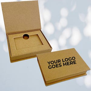 100 cajas - Cajas magnéticas para tarjetas de regalo con impresión personalizada - Kraft natural