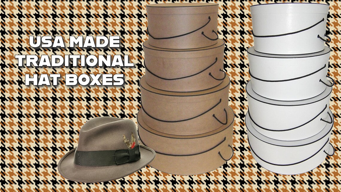 4 Boxes/set Round Hat Boxes Kraft With Black Trim - Etsy