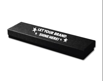 Made in USA - 100 Boxes - Custom Printed Matte Black Jewelry Boxes - 8" x 2" x 7/8"