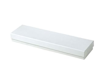 Made in USA - 100 Boxes - White Gloss Jewelry Boxes - Cotton Filled - 8" x 2" x 7/8"