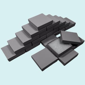 Made in USA - 100 Boxes - Matte Grey Jewelry Boxes with Cotton Filling - 3.5"x3.5"x7/8"
