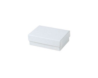 May include: A small, white cardboard box with a simple design. The box is perfect for packaging small items like jewelry or other trinkets.