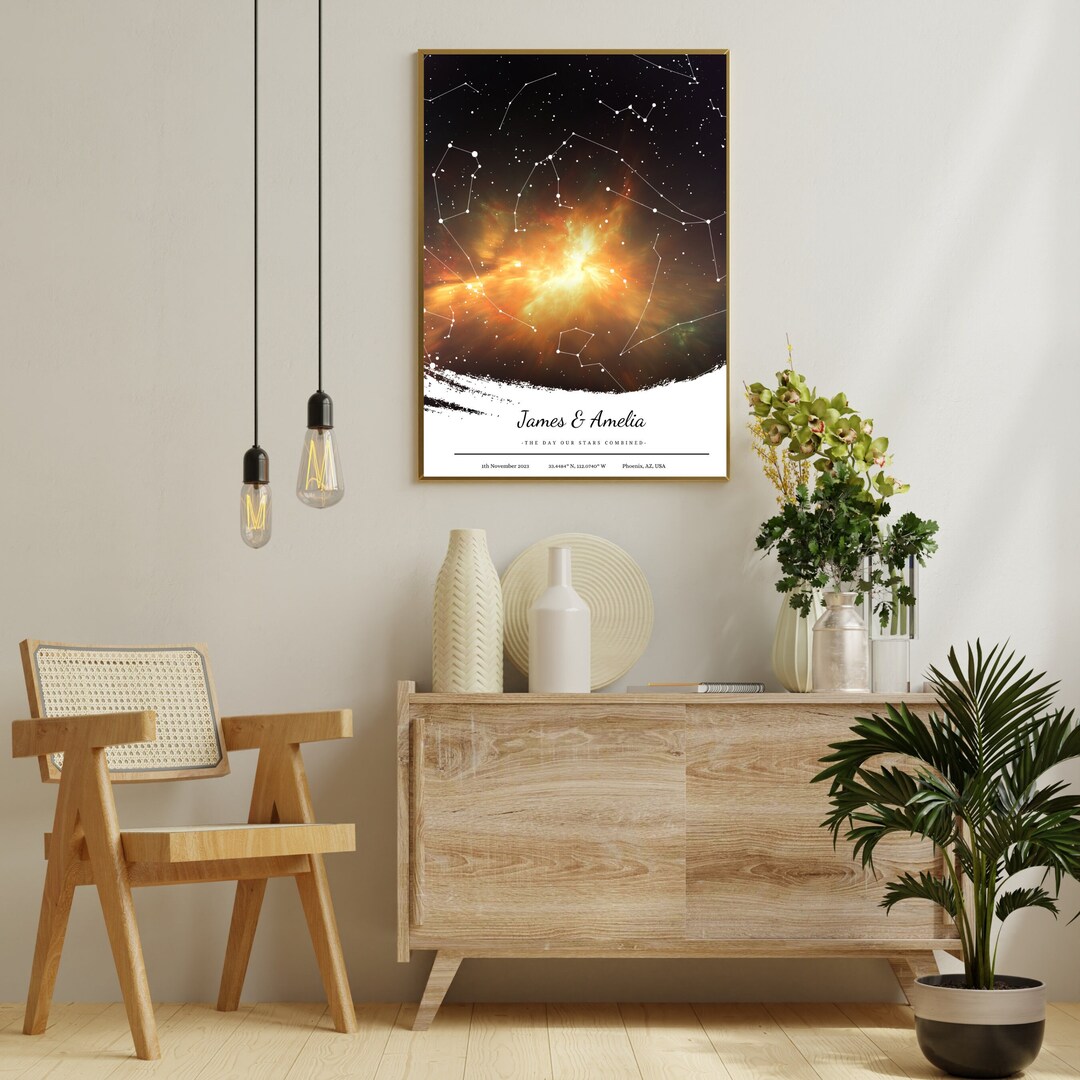 Personalized Star Map Custom Star Map Printable Night Sky Poster First Date Star Map First Kiss Night Sky Valentines Last Minute Gift - View #9