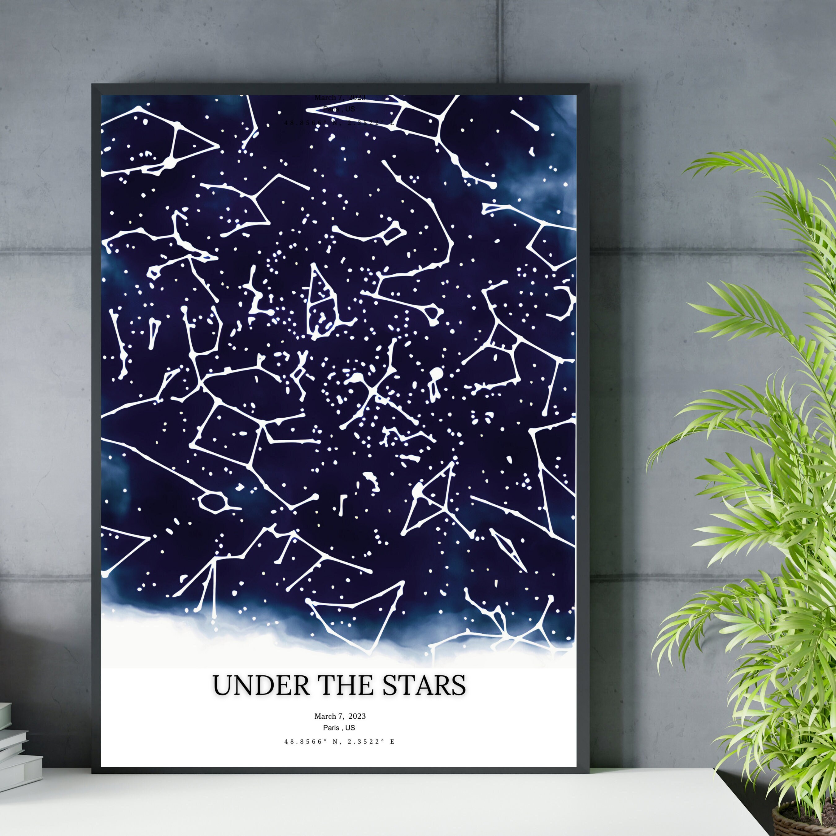 Night Sky Map Custom Star Map Print Sky Map Star Map by Date First Anniversary Gift the Night We ...